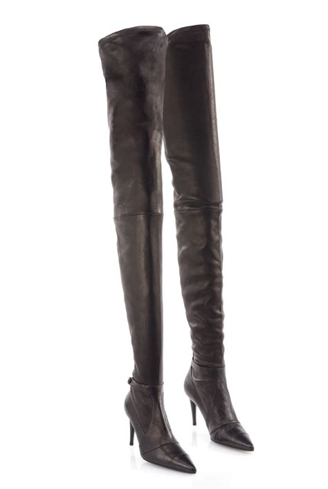 chanel thigh high boots replica|chanel leather boot with heel.